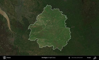 Dordogne. Fransa 'nın idari alanı, Nisan 2024' te çekilen Kopernik Nöbetçi karolarından oluşan koyu renkli bir uydu görüntüsü üzerinde vurgulandı ve özetlendi.