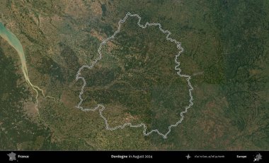 Dordogne. Copernicus Sentinel 'in Ağustos 2024' te çekilen uydu görüntüsünde Fransa 'nın idari bölgesinin ana hatları belirlendi.