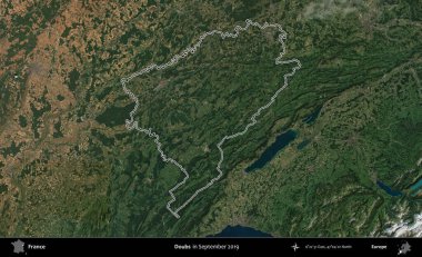 Hödükler. Eylül 2019 'da çekilen Copernicus Sentinel karolarından oluşan bir uydu görüntüsünde Fransa' nın idari bölgesinin ana hatlarını çizdim.