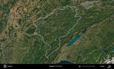 Hödükler. Copernicus Sentinel 'in Temmuz 2022' de çekilen uydu görüntüsünde Fransa 'nın idari bölgesinin ana hatları belirlendi.