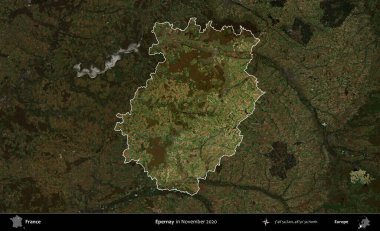 Epernay. Fransa 'nın idari alanı, Kopernik Sentinel' in Kasım 2020 'de çekilmiş koyu renkli bir uydu görüntüsüyle vurgulandı ve özetlendi.