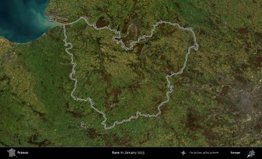 Eure. Copernicus Sentinel 'in Ocak 2023' te çekilen uydu görüntüsünde Fransa 'nın idari bölgesinin ana hatları belirlendi.