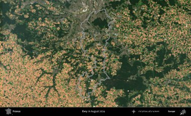 Evry. Copernicus Sentinel 'in Ağustos 2024' te çekilen uydu görüntüsünde Fransa 'nın idari bölgesinin ana hatları belirlendi.