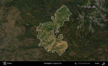 Biraz daha sessiz. Fransa 'nın idari alanı, Ağustos 2024' te çekilen Kopernik Sentinel karolarından oluşan koyu renkli bir uydu görüntüsü üzerinde vurgulandı ve özetlendi.