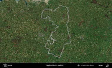 Fougeres-Vitre. Nisan 2017 'de çekilen Kopernik Nöbetçi karolarından oluşan bir uydu görüntüsünde Fransa' nın idari bölgesinin ana hatları belirlendi.