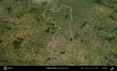 Fougeres-Vitre. Copernicus Sentinel 'in Ekim 2023' te çekilen uydu görüntüsünde Fransa 'nın idari bölgesinin ana hatları belirlendi.