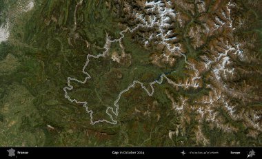 Boşluk. Copernicus Sentinel 'in Ekim 2024' te çekilen uydu görüntüsünde Fransa 'nın idari bölgesinin ana hatlarını çizdim.