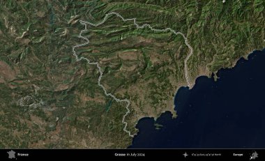 Grasse. Copernicus Sentinel 'in Temmuz 2024' te çekilen uydu görüntüsünde Fransa 'nın idari bölgesinin ana hatları belirlendi.