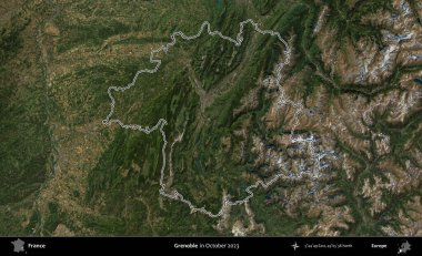 Grenoble. Copernicus Sentinel 'in Ekim 2023' te çekilen uydu görüntüsünde Fransa 'nın idari bölgesinin ana hatları belirlendi.