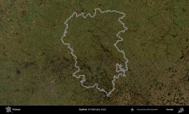 Gueret. Copernicus Sentinel 'in Şubat 2022' de çekilen uydu görüntüsünde Fransa 'nın idari bölgesinin ana hatları belirlendi.