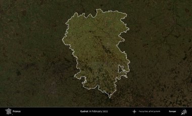 Gueret. Fransa 'nın idari alanı, Şubat 2022' de çekilen Kopernik Sentinel karolarından oluşan koyu renkli bir uydu görüntüsü üzerinde vurgulandı ve özetlendi.