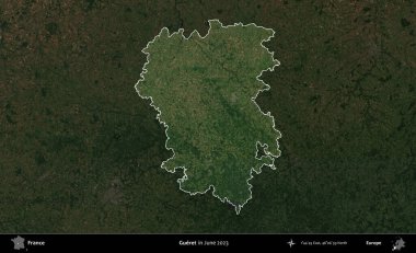 Gueret. Fransa 'nın idari alanı, Haziran 2023' te çekilen Kopernik Nöbetçi karolarından oluşan koyu renkli bir uydu görüntüsüyle vurgulandı ve özetlendi.