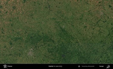 Gueret. Copernicus Sentinel 'in Haziran 2023' te çekilmiş uydu görüntüsü üzerine Fransa 'nın idari bölgesi.
