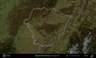 Haguenau-Wissembourg 'da. Copernicus Sentinel 'in Şubat 2023' te çekilen uydu görüntüsünde Fransa 'nın idari bölgesinin ana hatları belirlendi.