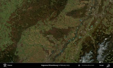 Haguenau-Wissembourg 'da. Copernicus Sentinel 'in Şubat 2023' te çekilmiş uydu görüntüsü üzerine Fransa 'nın idari bölgesi.