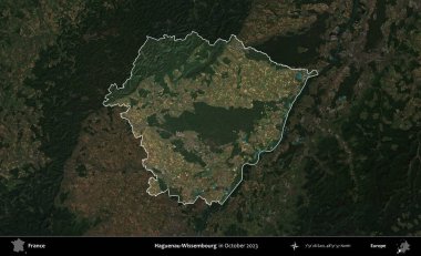 Haguenau-Wissembourg 'da. Fransa 'nın idari alanı, Ekim 2023' te çekilen Kopernik Nöbetçi karolarından oluşan koyu renkli bir uydu görüntüsü üzerinde vurgulandı ve özetlendi.