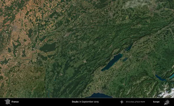 Hödükler. Eylül 2019 'da Copernicus Sentinel karolarından oluşan bir uydu görüntüsü üzerine Fransa' nın idari bölgesi