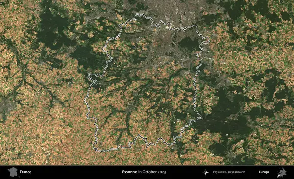 Essonne. Copernicus Sentinel 'in Ekim 2023' te çekilen uydu görüntüsünde Fransa 'nın idari bölgesinin ana hatları belirlendi.
