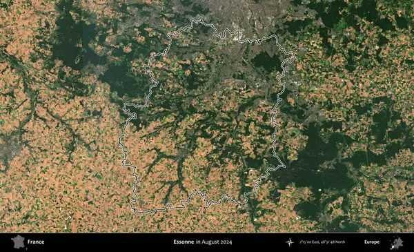 Essonne. Copernicus Sentinel 'in Ağustos 2024' te çekilen uydu görüntüsünde Fransa 'nın idari bölgesinin ana hatları belirlendi.