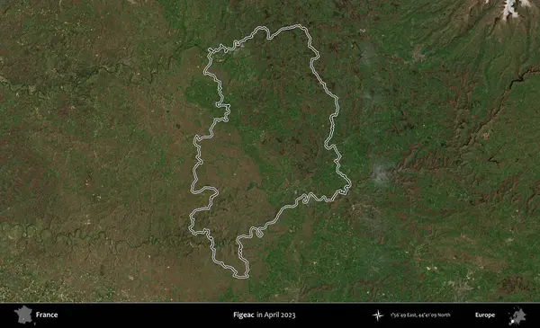 Figeac. Nisan 2023 'te çekilen Copernicus Sentinel karolarından oluşan bir uydu görüntüsünde Fransa' nın idari bölgesinin ana hatları belirlendi.