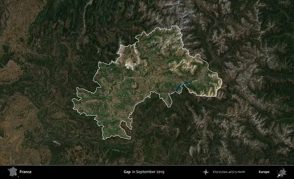 Boşluk. Fransa 'nın idari alanı, Eylül 2019' da çekilen Kopernik Nöbetçi karolarından oluşan koyu renkli bir uydu görüntüsü üzerinde vurgulandı ve özetlendi.