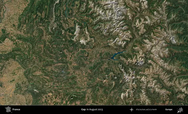 Boşluk. Copernicus Sentinel 'in Ağustos 2023' te çekilmiş uydu görüntüsü üzerine Fransa 'nın idari bölgesi.