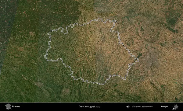 Gers. Copernicus Sentinel 'in Ağustos 2023' te çekilen uydu görüntüsünde Fransa 'nın idari bölgesinin ana hatları belirlendi.