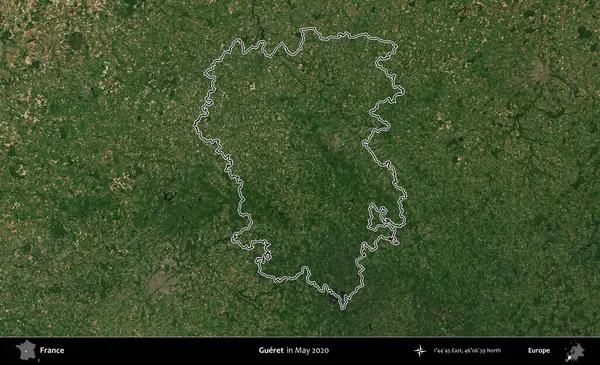 Gueret. Mayıs 2020 'de çekilen Copernicus Sentinel karolarından oluşan bir uydu görüntüsünde Fransa' nın idari bölgesinin ana hatları belirlendi.