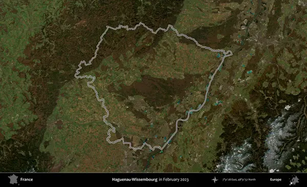 Haguenau-Wissembourg 'da. Copernicus Sentinel 'in Şubat 2023' te çekilen uydu görüntüsünde Fransa 'nın idari bölgesinin ana hatları belirlendi.