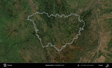 Haute-Loire 'da. Ekim 2017 'de çekilen Kopernik Sentinel karolarından oluşan bir uydu görüntüsünde Fransa' nın idari bölgesinin ana hatları belirlendi.