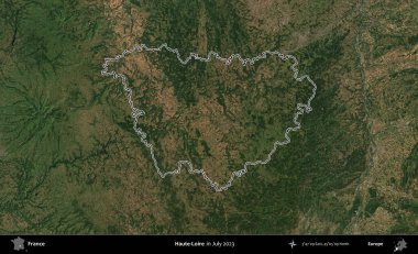 Haute-Loire 'da. Copernicus Sentinel 'in Temmuz 2023' te çekilen uydu görüntüsünde Fransa 'nın idari bölgesinin ana hatları belirlendi.