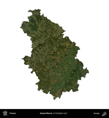 Haute-Marne. Fransa 'nın idari bölgesi, Ekim 2017' de çekilen Kopernik Nöbetçi karolarından oluşan uydu görüntüsüyle beyaza izole edildi.