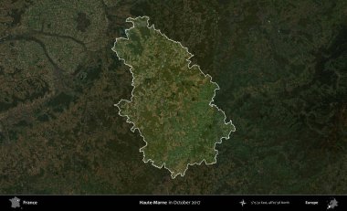 Haute-Marne. Fransa 'nın idari alanı, Ekim 2017' de çekilen Kopernik Nöbetçi karolarından oluşan koyu renkli bir uydu görüntüsü üzerinde vurgulandı ve özetlendi.