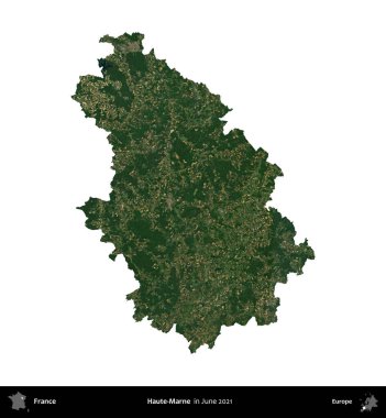 Haute-Marne. Fransa 'nın idari bölgesi, Haziran 2021' de çekilen Kopernik Nöbetçi karolarından oluşan bir uydu görüntüsüyle beyaza izole edildi.