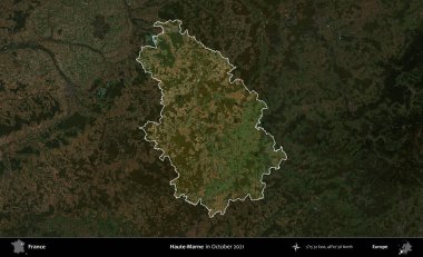 Haute-Marne. Fransa 'nın idari alanı, Ekim 2021' de çekilen Kopernik Nöbetçi karolarından oluşan koyu renkli bir uydu görüntüsü üzerinde vurgulandı ve özetlendi.