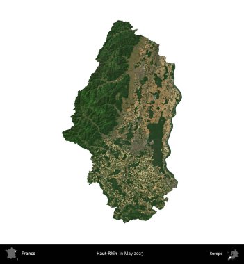Haut-Rhin. Fransa 'nın idari bölgesi, Mayıs 2023' te çekilen Kopernik Nöbetçi karolarından oluşan bir uydu görüntüsüyle beyaza izole edildi.