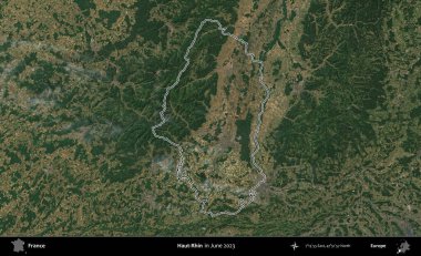 Haut-Rhin. Haziran 2023 'te çekilen Copernicus Sentinel karolarından oluşan bir uydu görüntüsünde Fransa' nın idari bölgesinin ana hatları belirlendi.