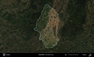 Haut-Rhin. Fransa 'nın idari alanı, Ekim 2023' te çekilen Kopernik Nöbetçi karolarından oluşan koyu renkli bir uydu görüntüsü üzerinde vurgulandı ve özetlendi.