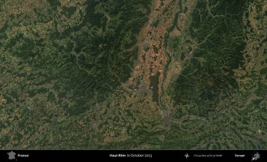 Haut-Rhin. Copernicus Sentinel 'in Ekim 2023' te çekilmiş uydu görüntüsü üzerine Fransa 'nın idari bölgesi.