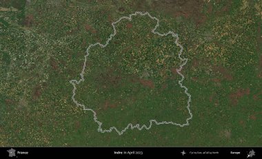 Indre. Nisan 2023 'te çekilen Copernicus Sentinel karolarından oluşan bir uydu görüntüsünde Fransa' nın idari bölgesinin ana hatları belirlendi.