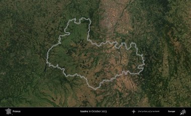 Issoire. Copernicus Sentinel 'in Ekim 2023' te çekilen uydu görüntüsünde Fransa 'nın idari bölgesinin ana hatları belirlendi.
