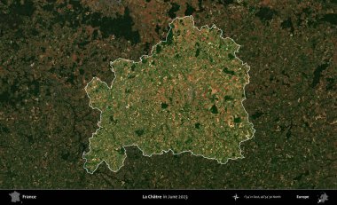 La Chatre 'de. Fransa 'nın idari alanı, Haziran 2023' te çekilen Kopernik Nöbetçi karolarından oluşan koyu renkli bir uydu görüntüsüyle vurgulandı ve özetlendi.