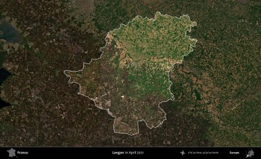 Langon. Fransa 'nın idari alanı, Nisan 2021' de çekilen Kopernik Sentinel karolarından oluşan koyu renkli bir uydu görüntüsü üzerinde vurgulandı ve özetlendi.