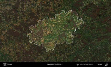 Langres. Fransa 'nın idari alanı, Nisan 2020' de çekilen Kopernik Nöbetçi karolarından oluşan koyu renkli bir uydu görüntüsü üzerinde vurgulandı ve özetlendi.