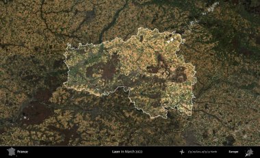 Laon. Fransa 'nın idari alanı, Mart 2022' de çekilen Kopernik Sentinel karolarından oluşan koyu renkli bir uydu görüntüsü üzerinde vurgulandı ve özetlendi.