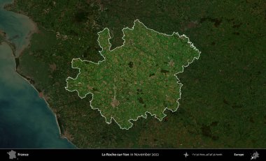 La Roche-sur-Yon. Fransa 'nın idari alanı, Kopernik Sentinel' in Kasım 2022 'de çekilmiş koyu renkli bir uydu görüntüsüyle vurgulandı ve özetlendi.