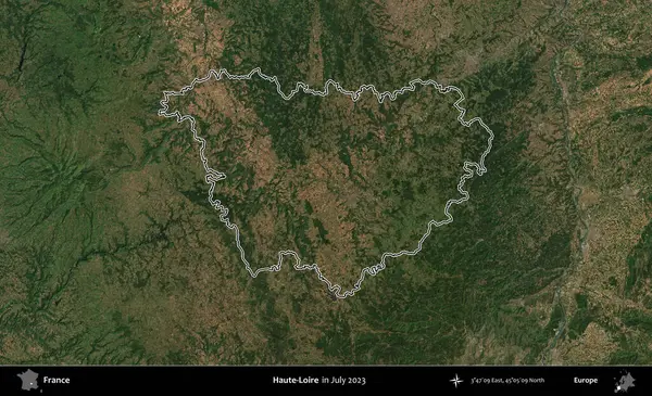 Haute-Loire 'da. Copernicus Sentinel 'in Temmuz 2023' te çekilen uydu görüntüsünde Fransa 'nın idari bölgesinin ana hatları belirlendi.