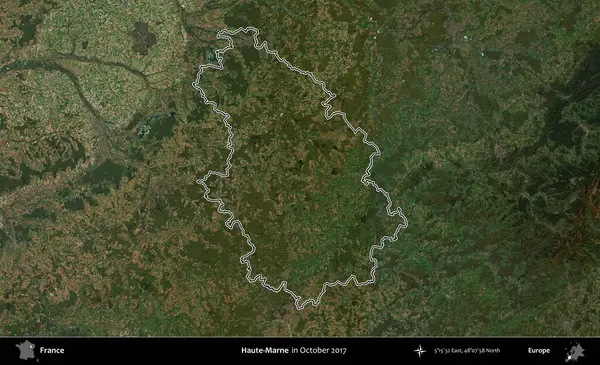 Haute-Marne. Ekim 2017 'de çekilen Kopernik Sentinel karolarından oluşan bir uydu görüntüsünde Fransa' nın idari bölgesinin ana hatları belirlendi.