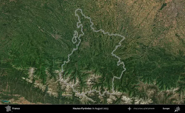 Hautes-Pyrenees 'de. Copernicus Sentinel 'in Ağustos 2023' te çekilen uydu görüntüsünde Fransa 'nın idari bölgesinin ana hatları belirlendi.