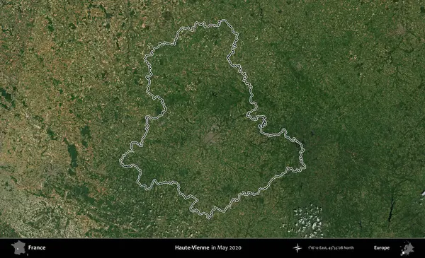 Haute-Vienne. Mayıs 2020 'de çekilen Copernicus Sentinel karolarından oluşan bir uydu görüntüsünde Fransa' nın idari bölgesinin ana hatları belirlendi.